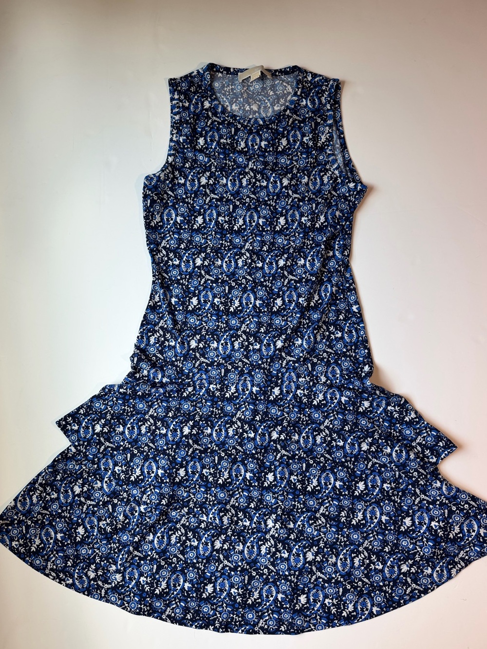 Sleeveless Navy Paisley Fit & Flare Dress